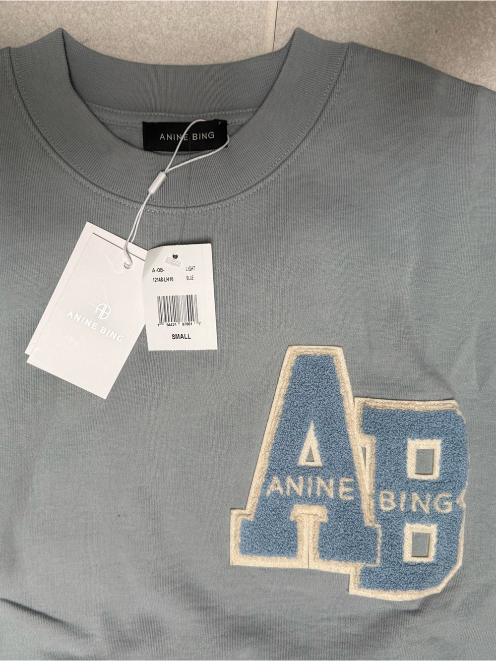 Anine Bing Slate Gray '49' Logo Crewneck Sweatshirt - Picture 2 of 3